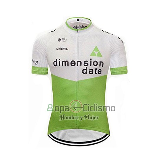 Dimension Data Ropa Ciclismo Culotte Corto 2018 Mangas Cortas Blanco y Verde